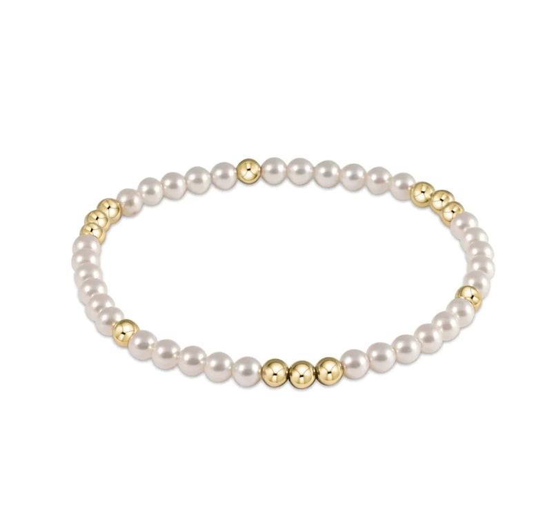 Worthy Pattern 3mm Bead Bracelet- Pearl