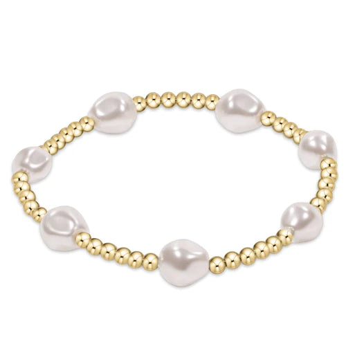 Extends- Admire Gold 3mm Bead Bracelet- Pearl