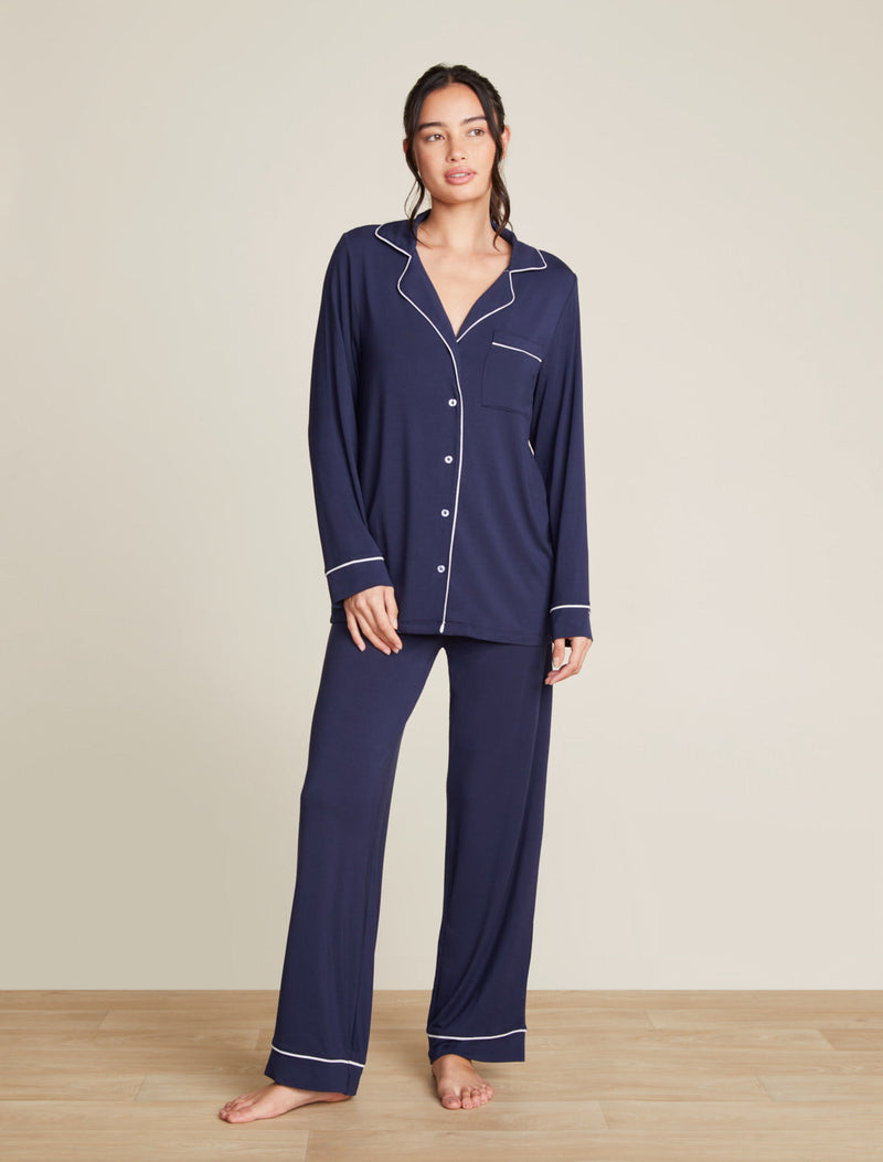 Luxe Milk Jersey Piped Pajama- Indigo