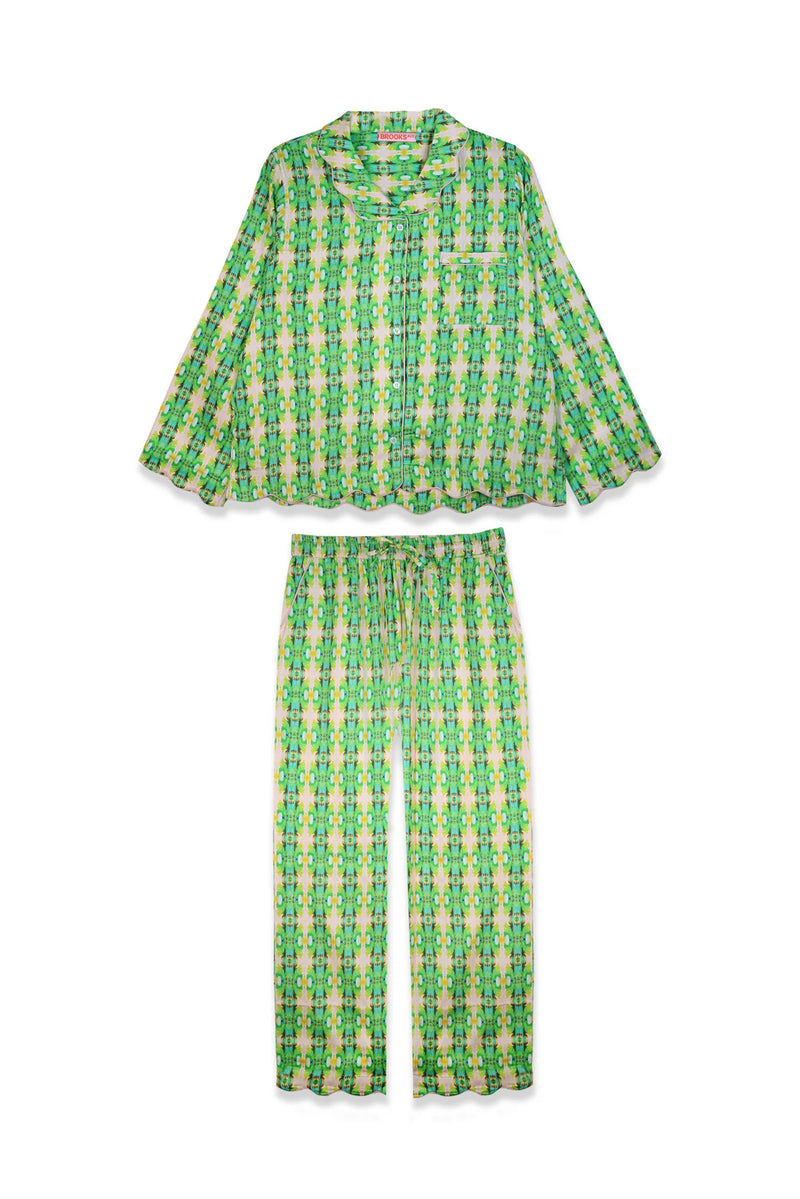 Scalloped Pajama Set - Flora Green