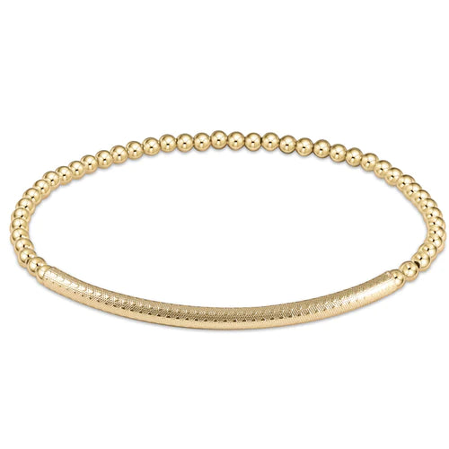 Extends- Bliss Bar Textured 3mm Bead Bracelet- Gold