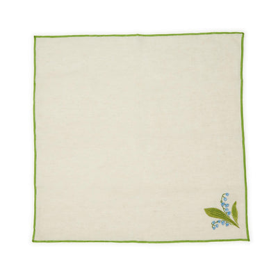 Lily of the Valley Embroidered Napkins with Merrow-Stitched Trim- Set of 4