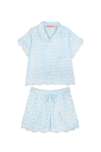 Scalloped Pajama Set- Blue Chintz