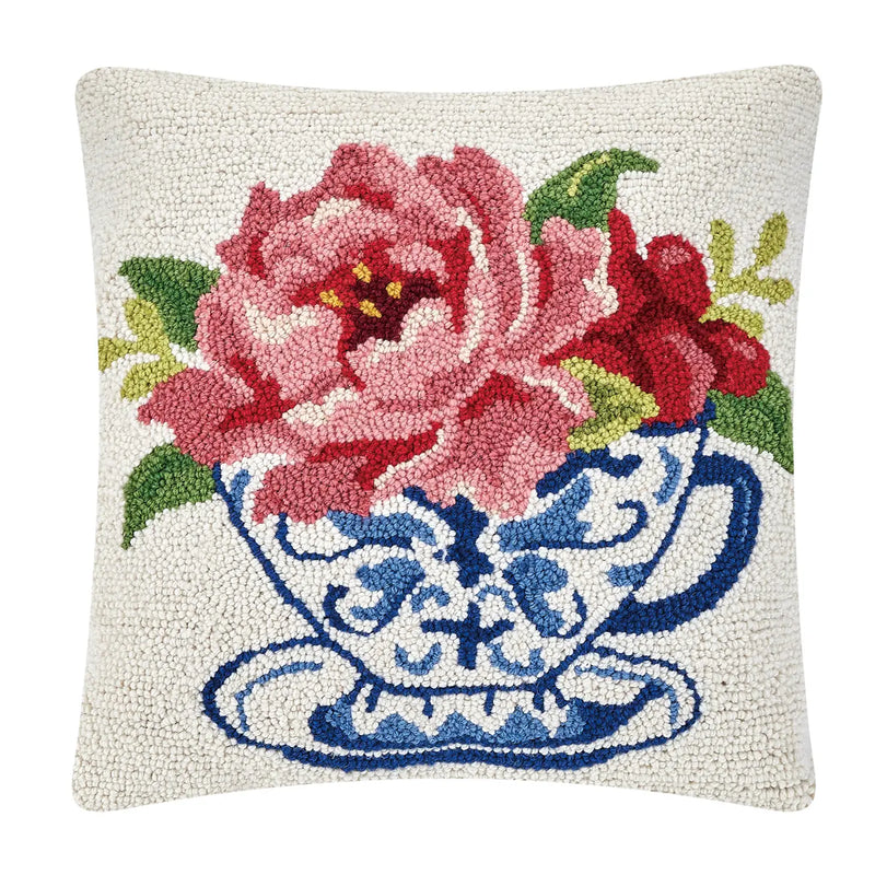 Floral Teacup Hook Pillow