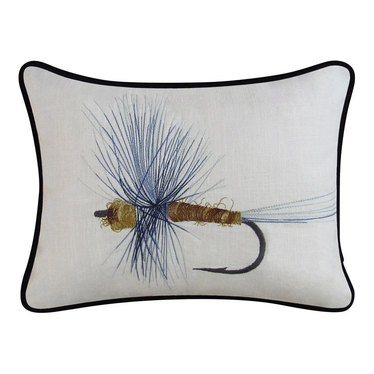 Blue Winged Olive Embroidered Pillow