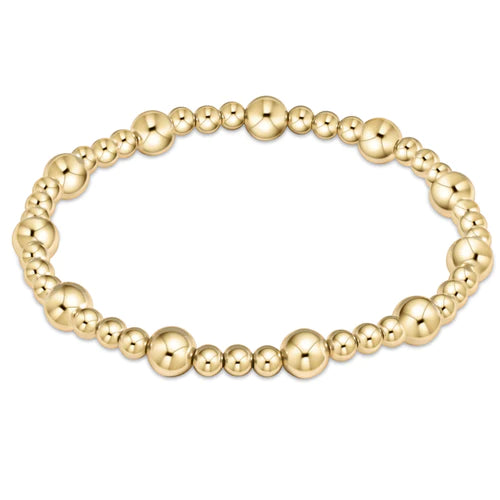 EXTENDS- Classic Sincerity Pattern, 6mm Bead Bracelet Gold