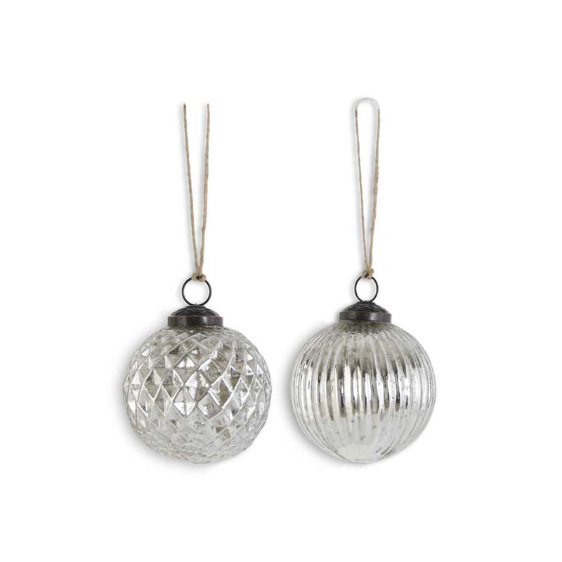 3 Inch Silver Mercury Glass Ornaments (2 Styles)