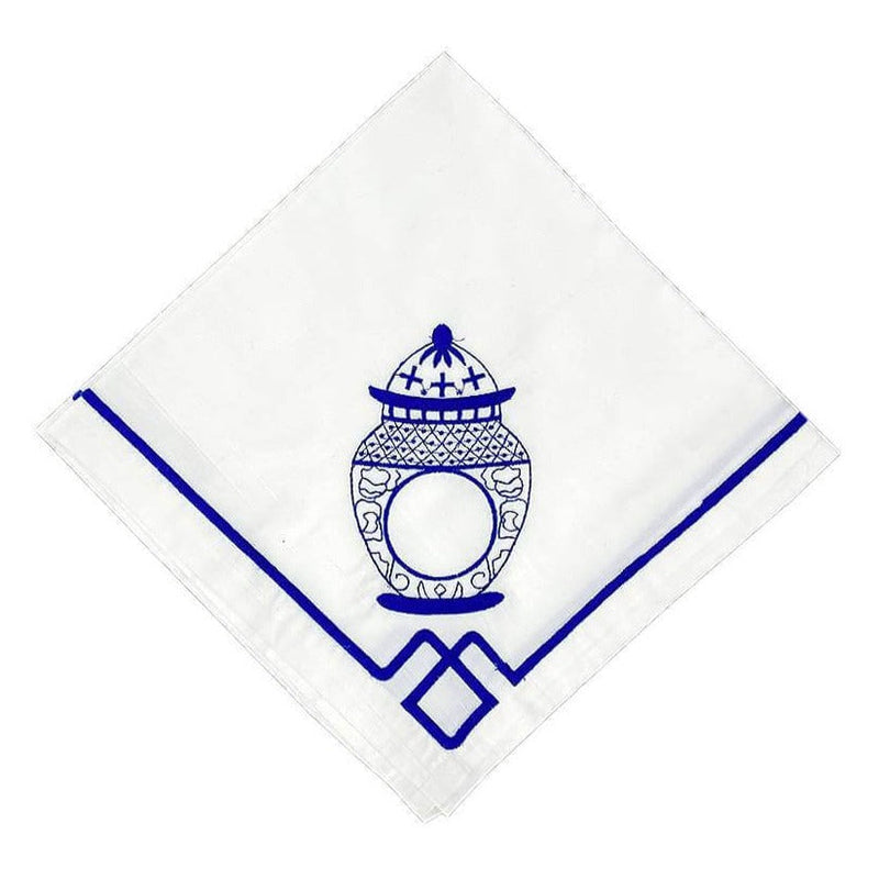 Monogram Jar Embroidery Napkin- White & Blue