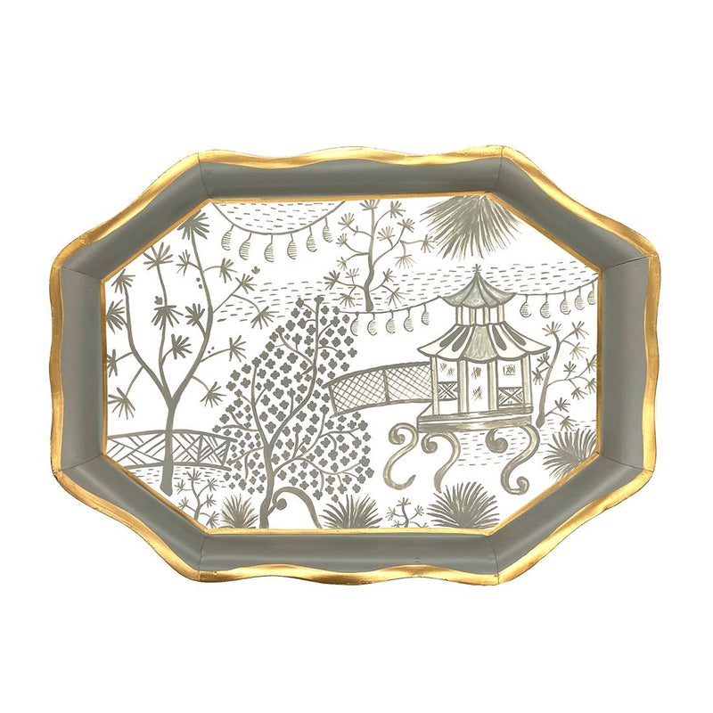 Garden Party Tea Tray- White and Taupe