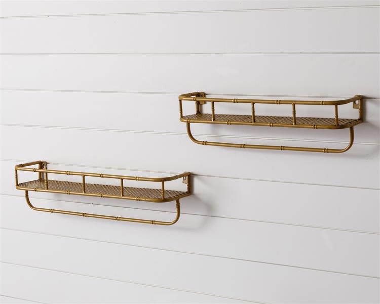 Metal Caning & Bamboo Shelves, Set of 2 Avriett House, Home & Gift Store