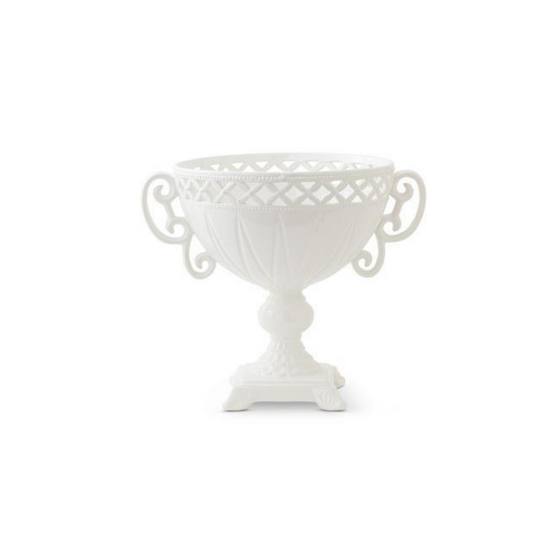 White Ceramic Vase w/ Ornate Rim