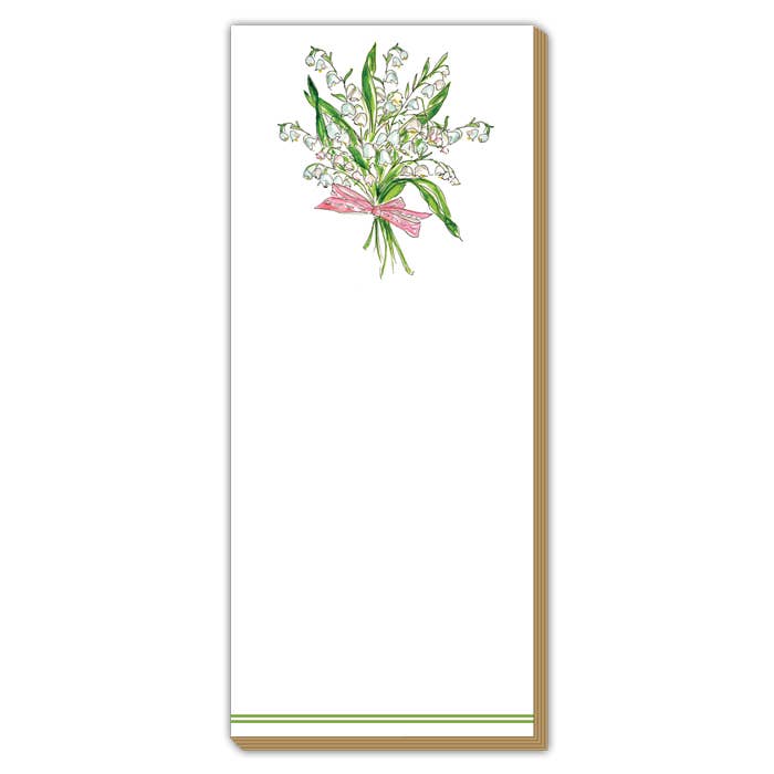 Luxe Skinny Notepad Handpainted Lily of the Valley