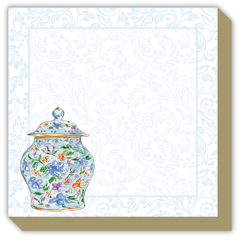 Luxe Notepad, Handpainted Blue Chinoiserie Urn