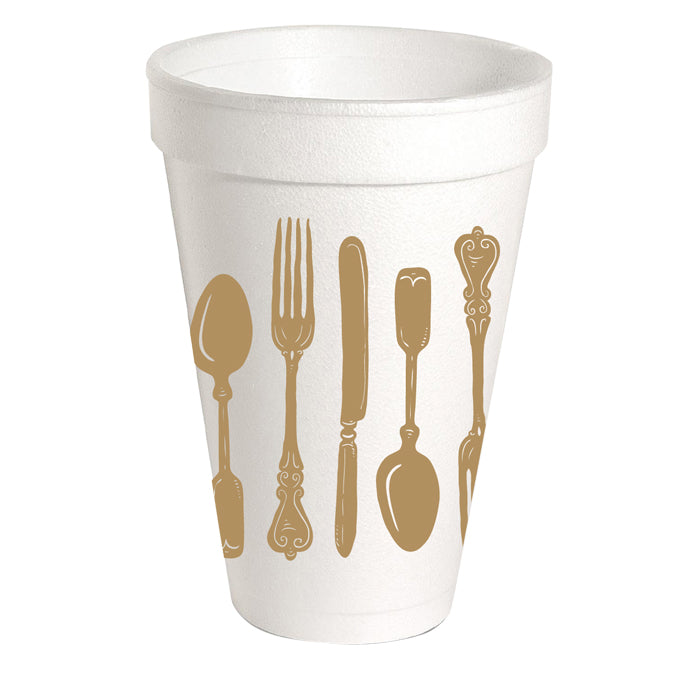 Styrofoam Cup - Gold Fancy Utensils