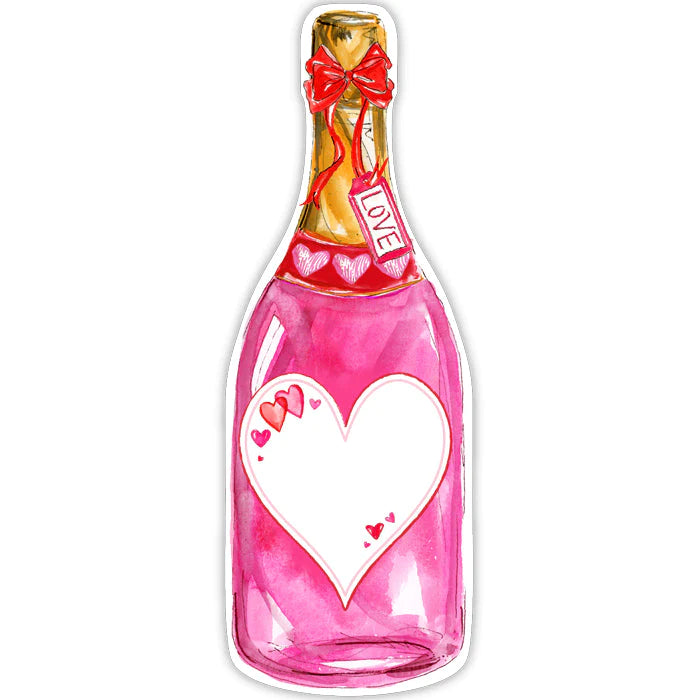 Handpainted Valentine Champagne Bottle Die-Cut Accents