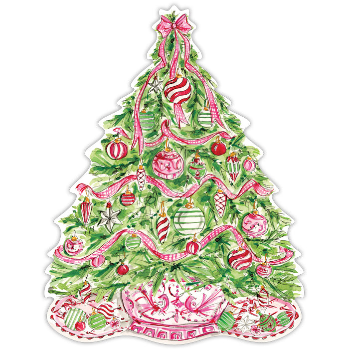 Handpainted Christmas Tree with Pink Ribbon & Bow Posh Placemat