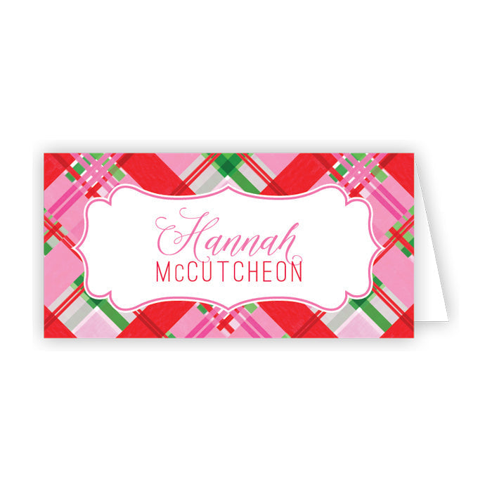 Pink Plaid Placecard