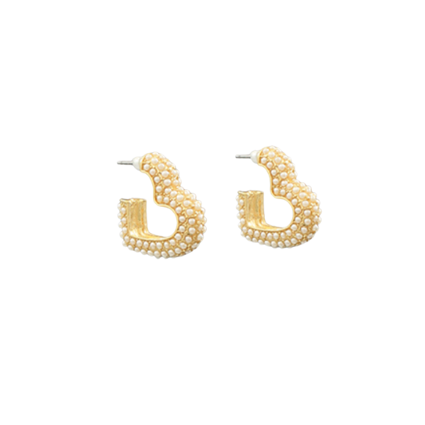 Pave Pearl Heart Earrings