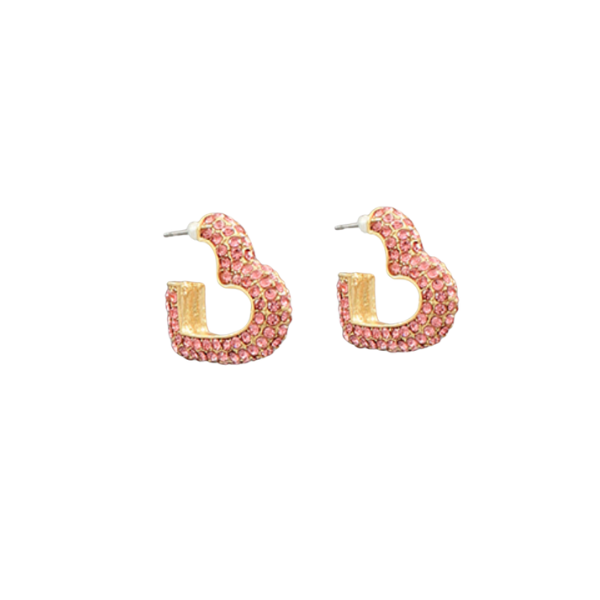 Pave Pink Heart Earrings