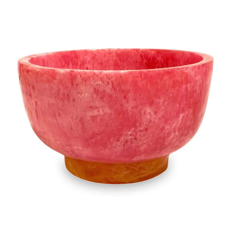 Resin Rio Small Bowl with Base- Pink/Orange