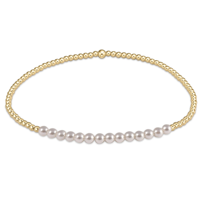 Gold Bliss 2mm Bead Bracelet- Pearl