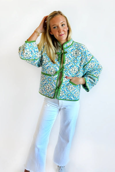 The Eloise Reversible Quilted Jacket- English Tile