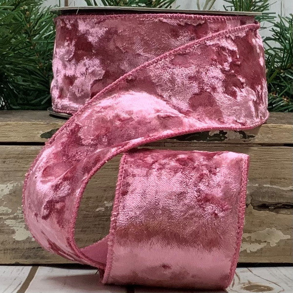 Crushed Velvet Ribbon- Pink