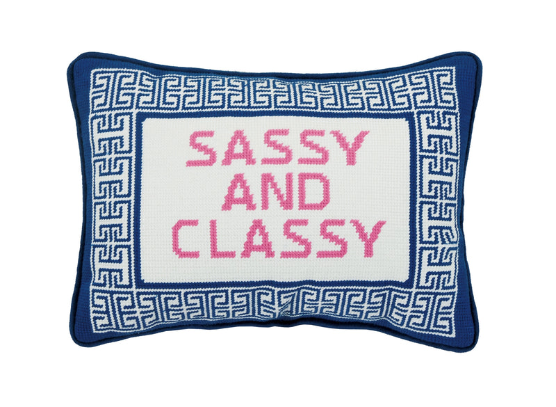 Sassy and Classy Embroidered Needlepoint Pillow