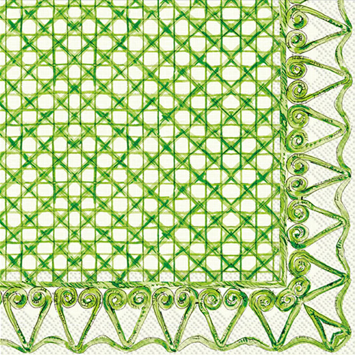 Botanical Cane Cocktail Napkin- Green