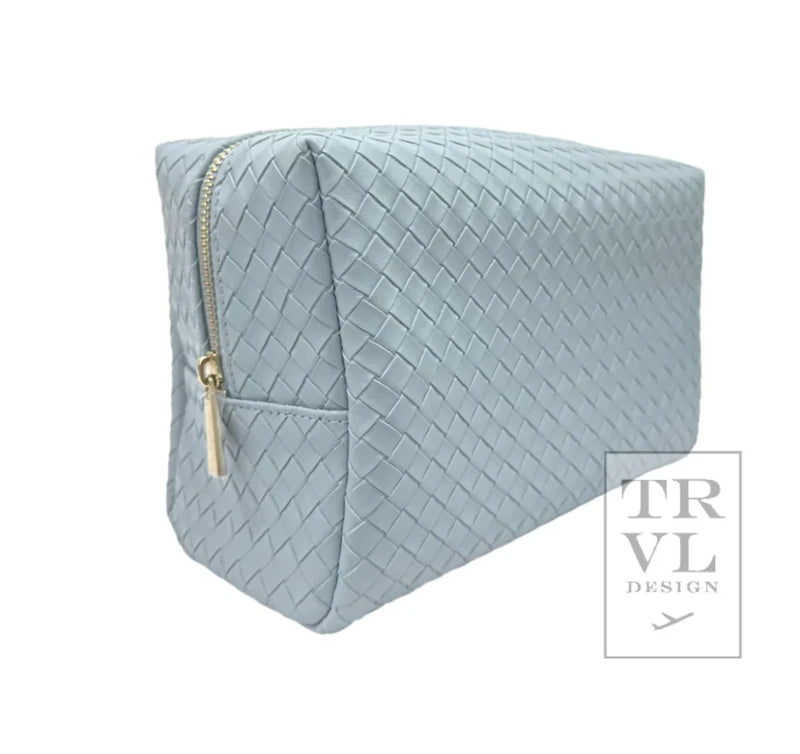 Luxe Everyday Cosmetic Bag- Woven Bleu