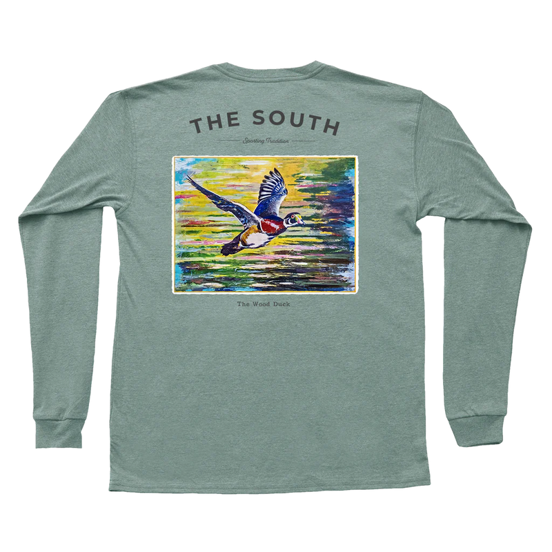 American Co Wood Duck LS Pocket Tee- Heathered Sage