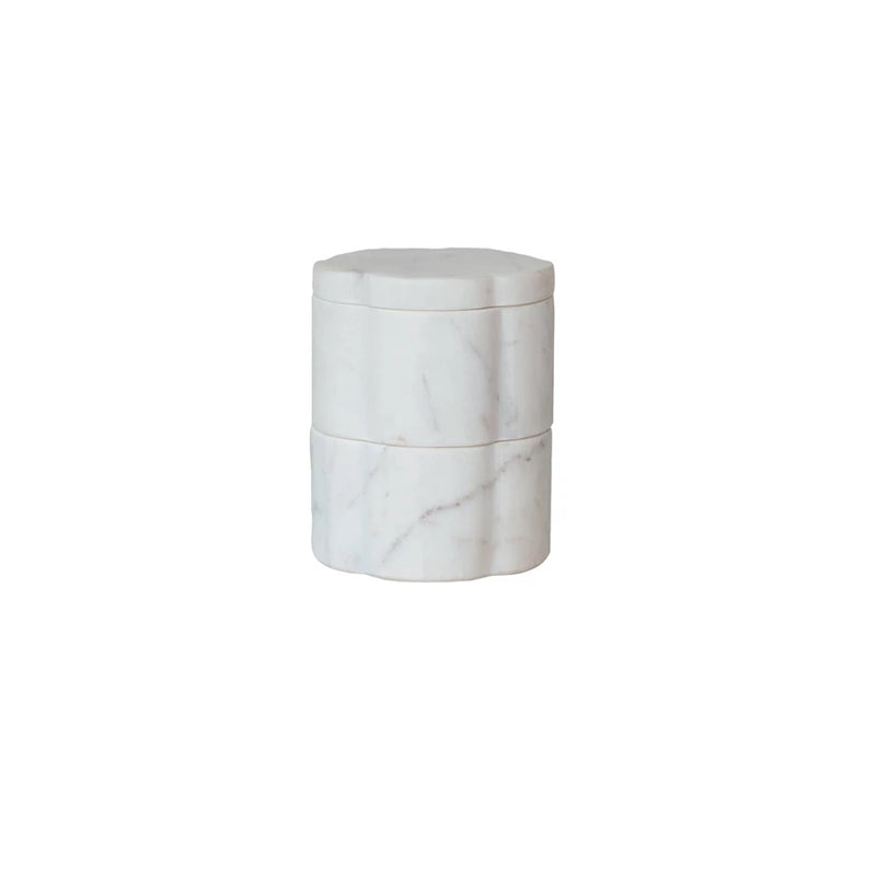 Marble Scalloped Pinch Pots with Lid- Stackable