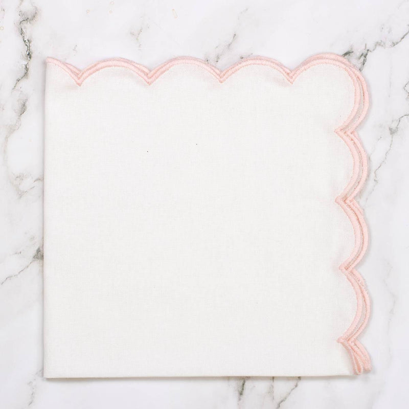 White/Pink Scallop Napkin