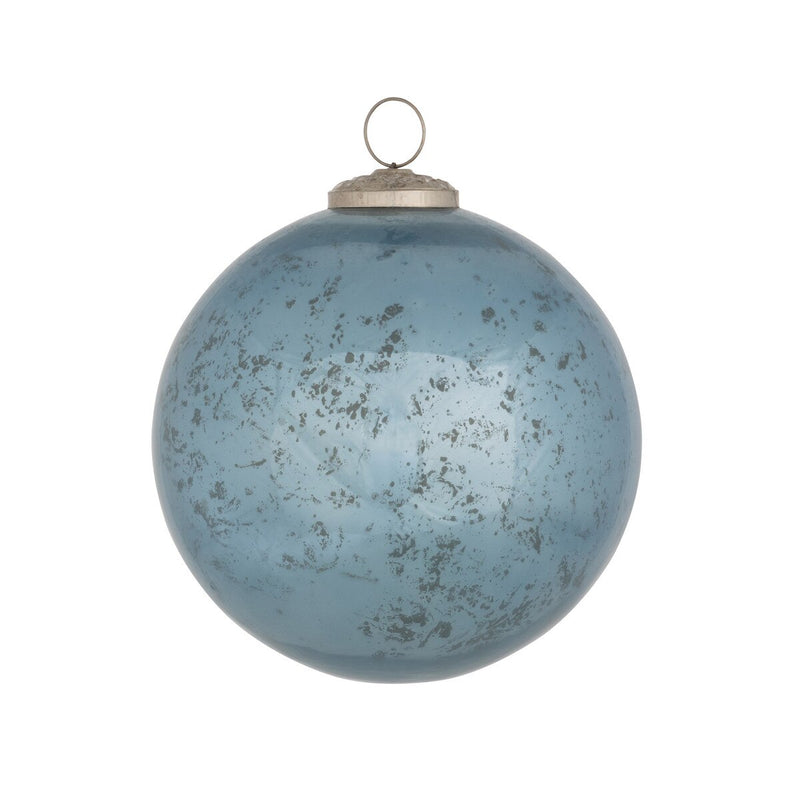 Antique Blue Luster Glass Ball Ornament, 6"