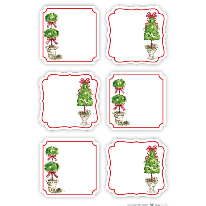 Die-Cut Sticker Sheets - Holiday Topiaries with Red Bows