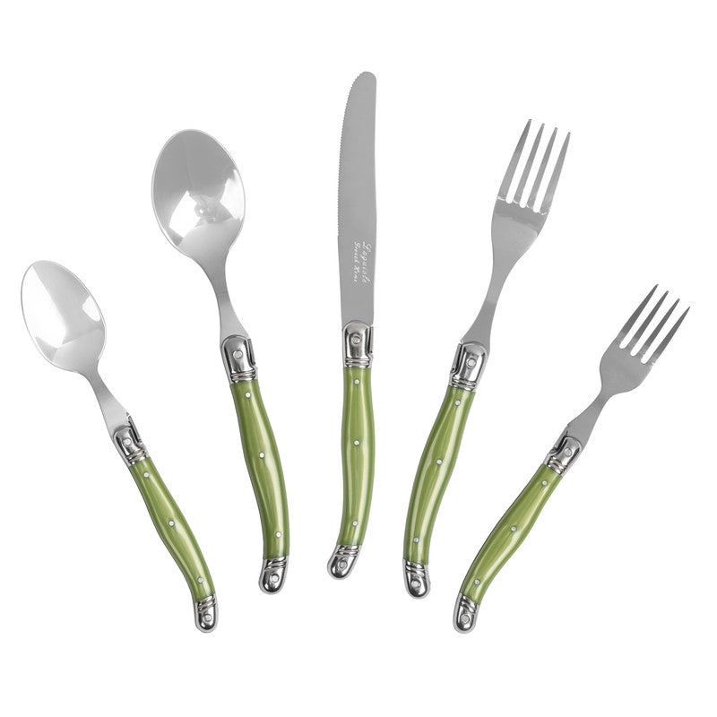 Stainless-Steel Laguiole Flatware, Spring Green - 5pc.