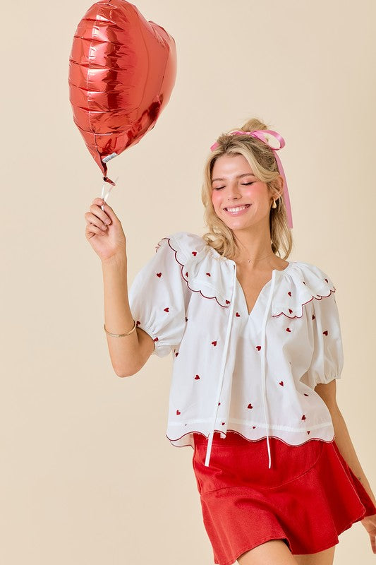 Heart Embroidered Blouse