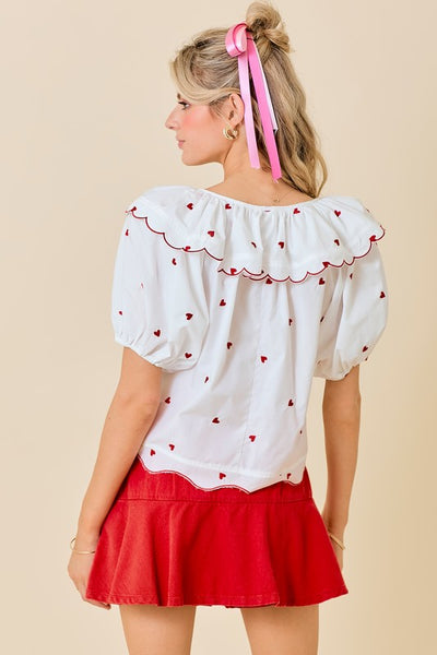 Heart Embroidered Blouse