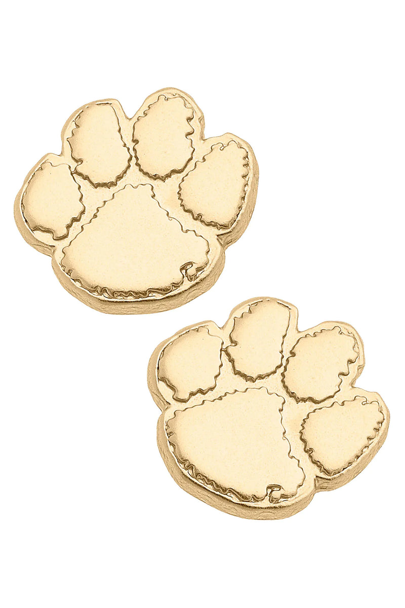 Paw Print 24K Gold Plated Stud Earrings