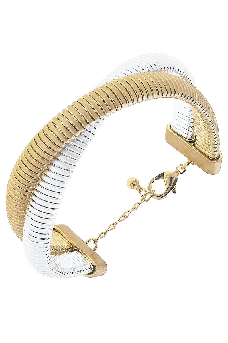 Daytona Interlocking Watchband Bracelet- Satin Two Tone