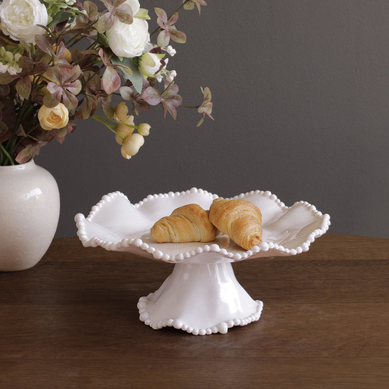 VIDA Alegria Small Pedestal Cake Plate White