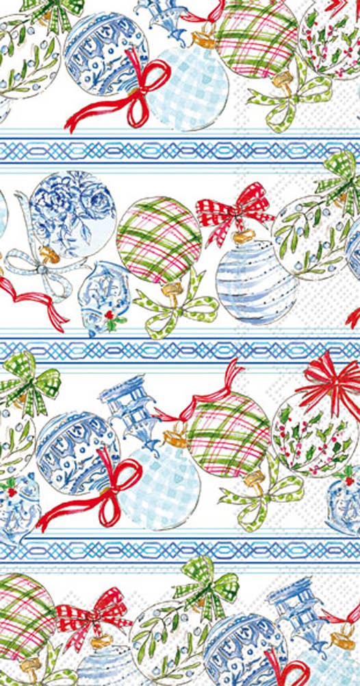 Paper Guest Towels 16 ct Blue Ornaments Christmas
