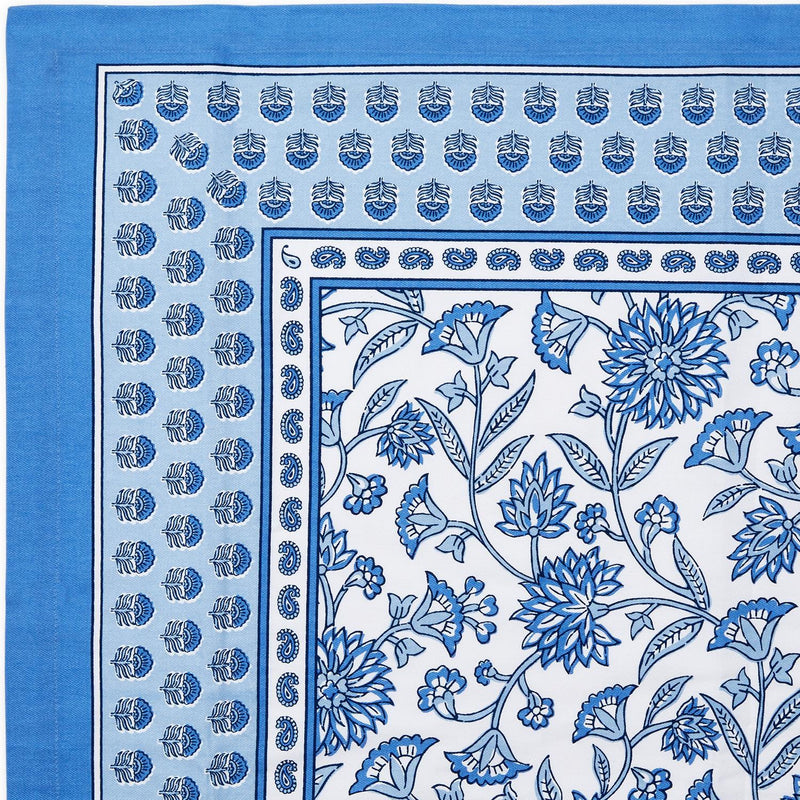 Chinoiserie Blue Block Print Tablecloth