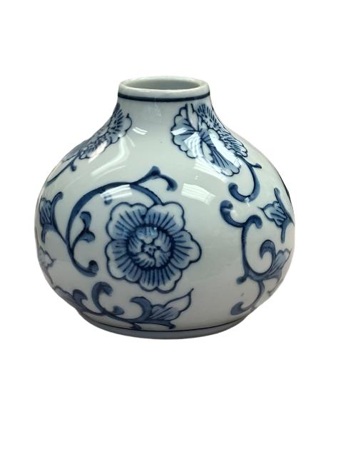 Blue & White Hand-Painted Vase