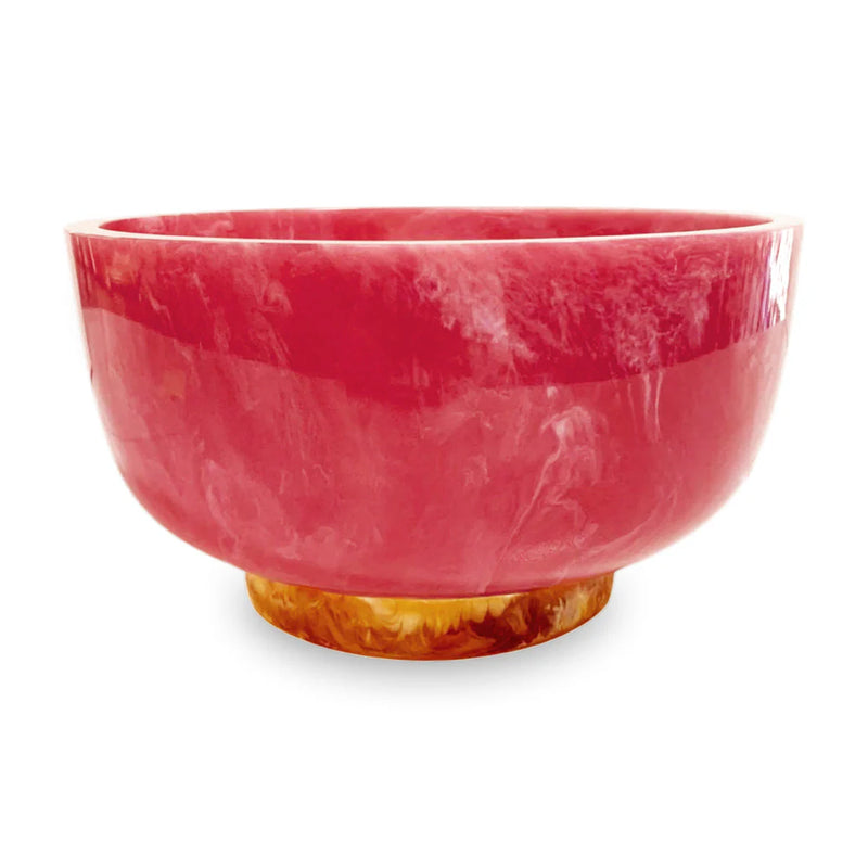 Resin Rio Large Bowl with Base- Pink/Orange