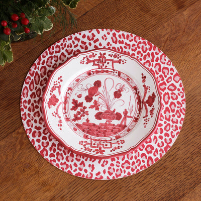 VIDA Faenza 11" Dinner Plate - Set of 4, White and Red