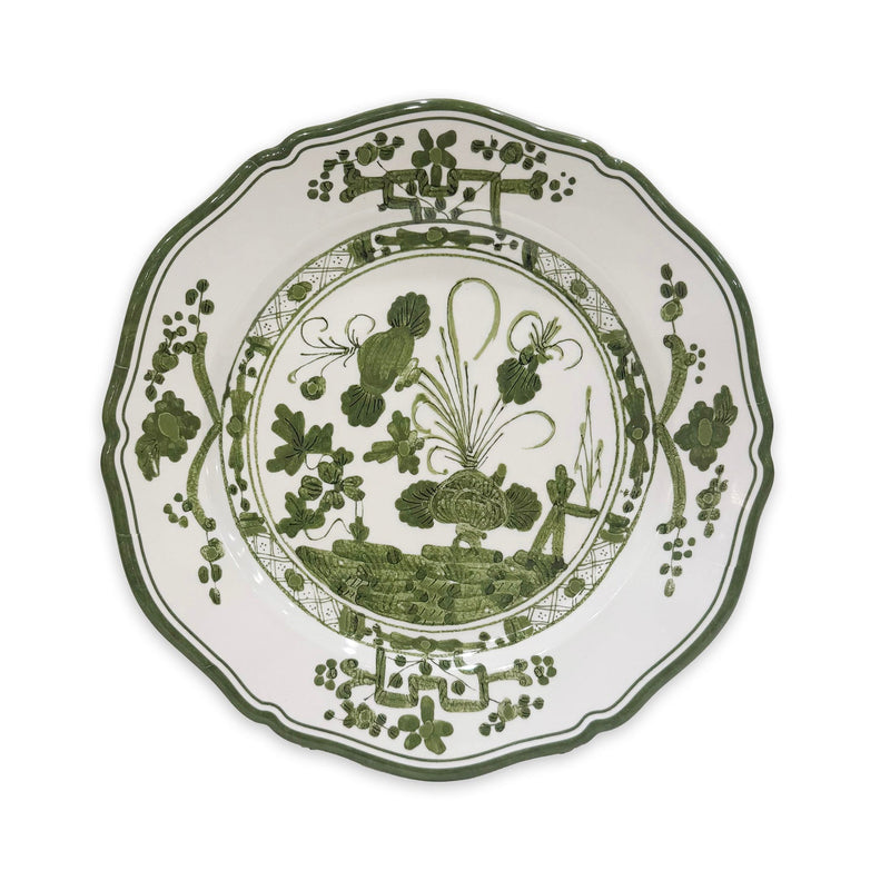 VIDA Faenza 11" Dinner Plate - Set of 4, White and Green
