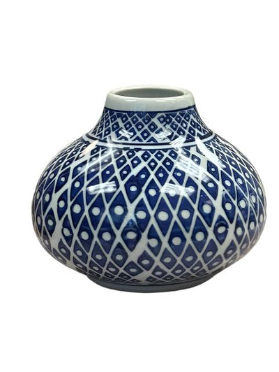 Blue & White Hand-Painted Vase