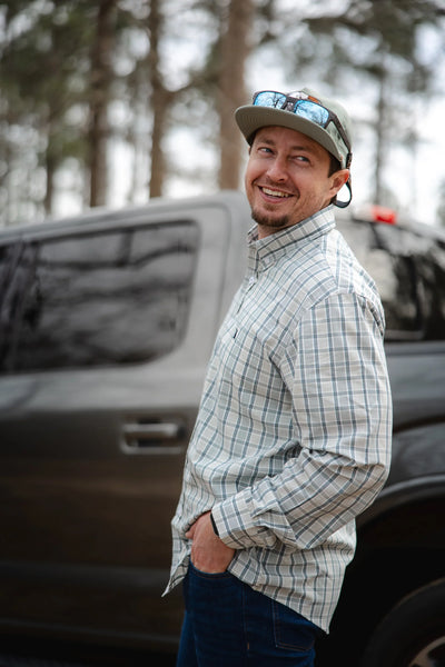 Stamps Dress Shirt- Gray/Ocean/Khaki