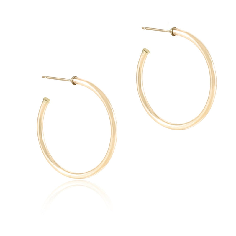 Round Gold 1.25" Post Hoop Earrings - Smooth